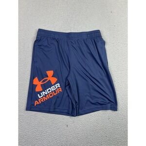 Under Armour Shorts Boys XL Blue Big Logo Swim Trunks Mesh Lined Athletic
